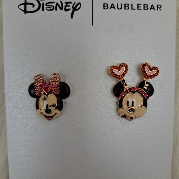BaubleBar X Disney Valentine's Day Minnie & Mickey Kissing Stud Earrings - Picture 2 of 5